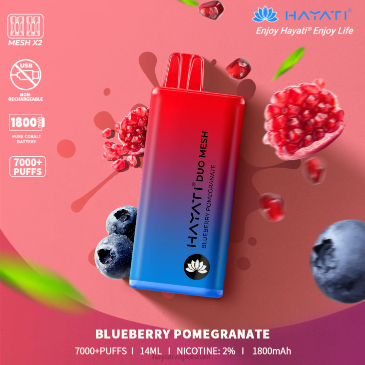 Hayati Vape Near Me - Hayati Duo Mesh חַד פַּעֲמִי 848P186 רימון אוכמניות