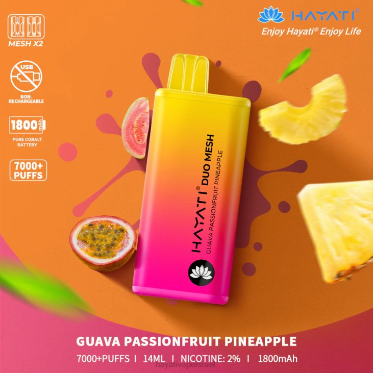Hayati Vape Price - Hayati Duo Mesh חַד פַּעֲמִי 848P170 אננס פסיפלורה גויאבה