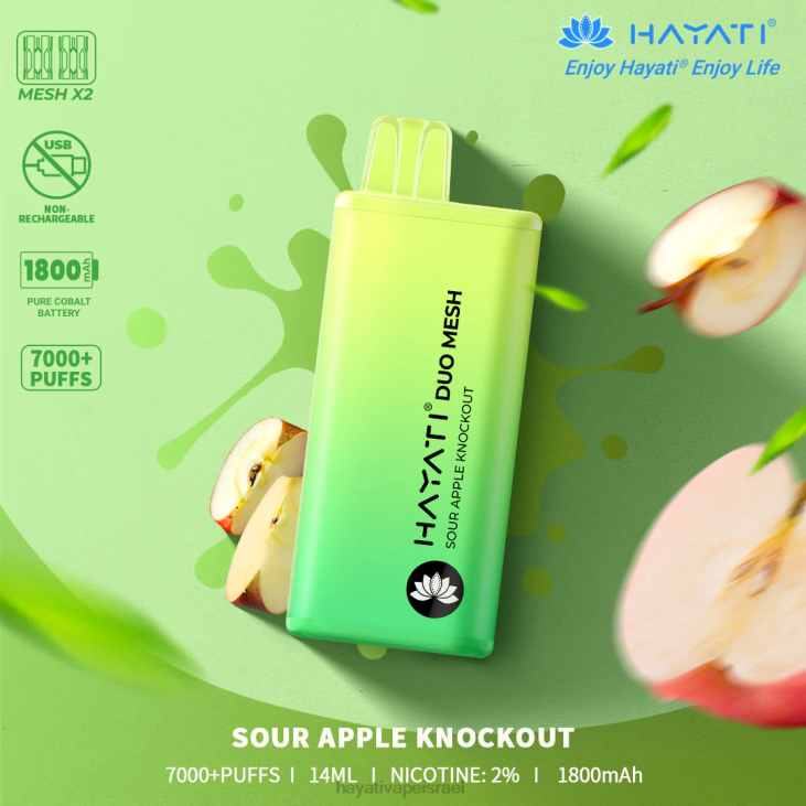 Hayati Vape Price - Hayati Duo Mesh חַד פַּעֲמִי 848P180 נוקאאוט תפוח חמוץ
