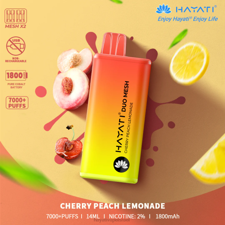 Hayati Vapes Wholesale - Hayati Duo Mesh חַד פַּעֲמִי 848P168 לימונדה אפרסק דובדבן