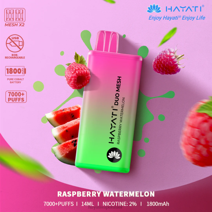 Hayati Vapes Wholesale - Hayati Duo Mesh חַד פַּעֲמִי 848P178 אבטיח פטל