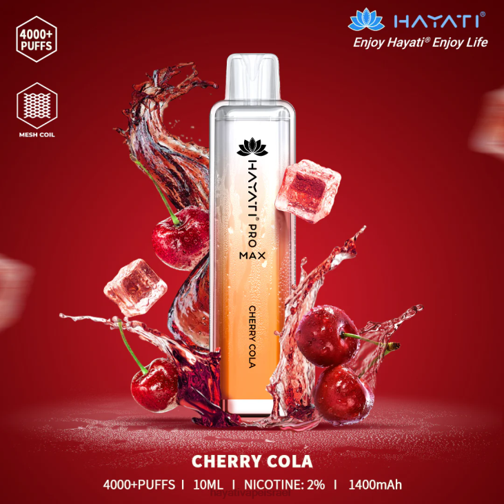 Hayati Vape Price - Hayati Pro Max חַד פַּעֲמִי 848P100 קולה דובדבן