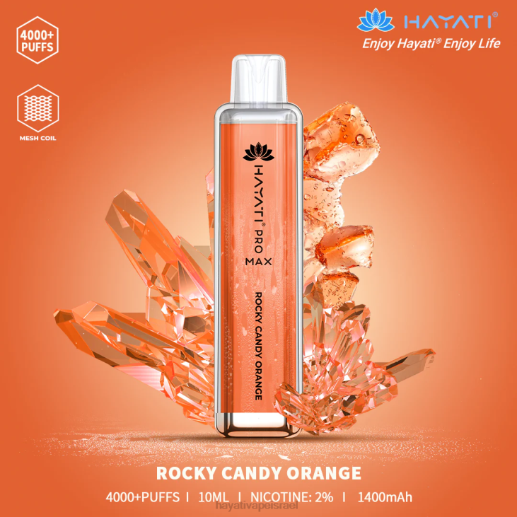 Hayati Vapes Wholesale - Hayati Pro Max חַד פַּעֲמִי 848P118 כתום סוכריות סלעי