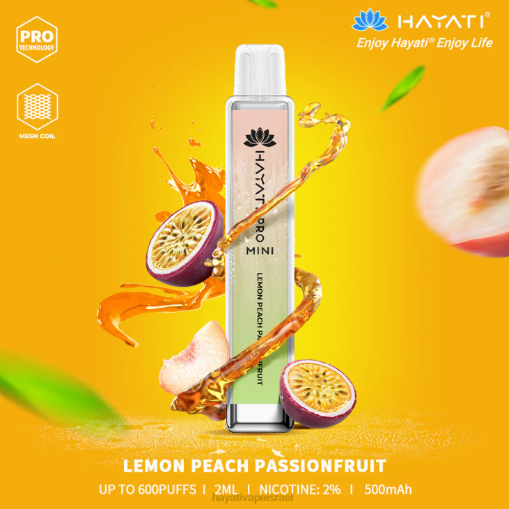 Hayati Vapes Wholesale - Hayati Pro Mini חַד פַּעֲמִי 848P28 לימון אפרסק פסיפלורה