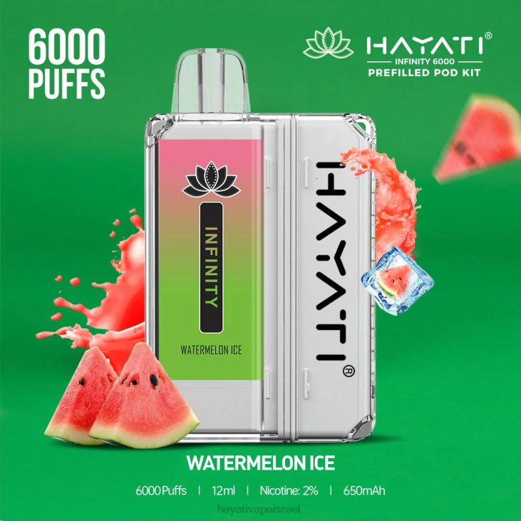 Hayati Vape Flavours - Hayati Infinity 6000 ערכות פוד 848P164 קרח אבטיח