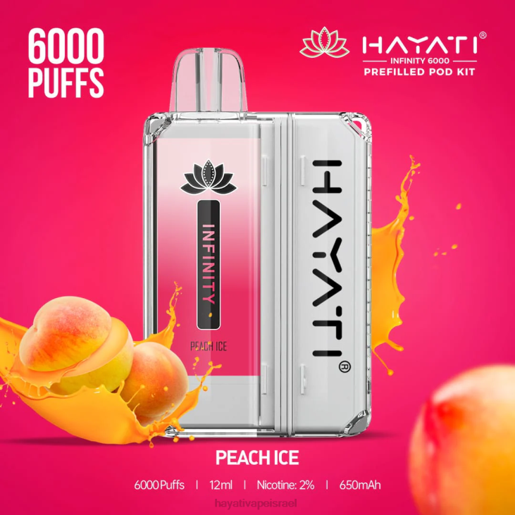 Hayati Vape Liquid - Hayati Infinity 6000 ערכות פוד 848P155 קרח אפרסק