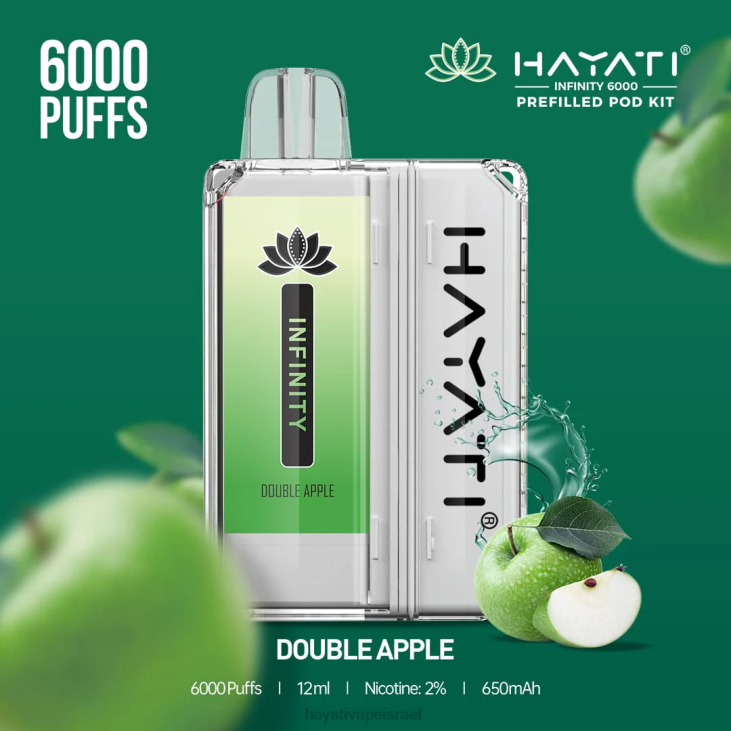 Hayati Vape Near Me - Hayati Infinity 6000 ערכות פוד 848P146 תפוח כפול
