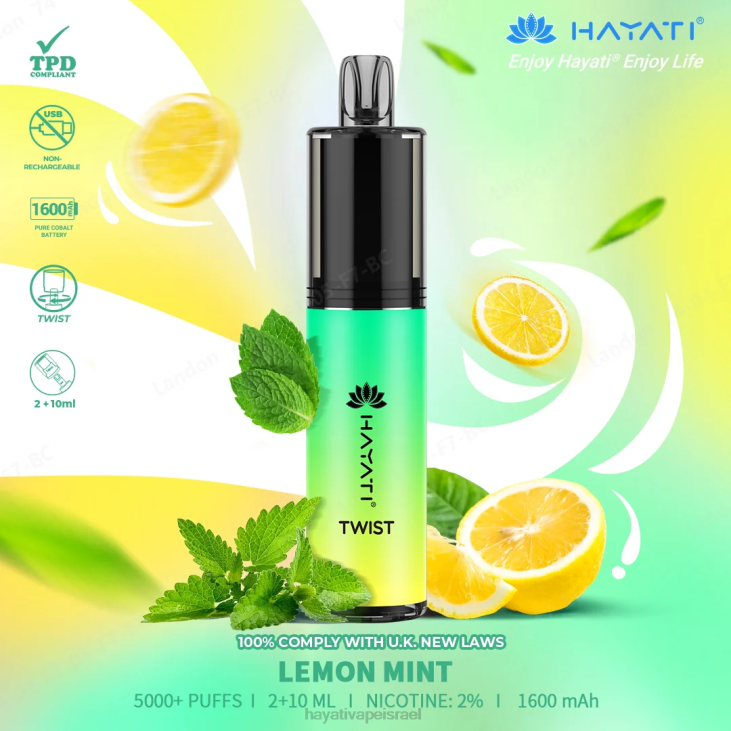 Hayati Vape Near Me - Hayati Twist חַד פַּעֲמִי 848P76 נענע לימון
