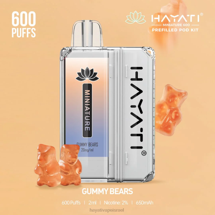 Hayati Vape Review - Hayati Miniature 600 ערכות פוד 848P37 דובוני גומי